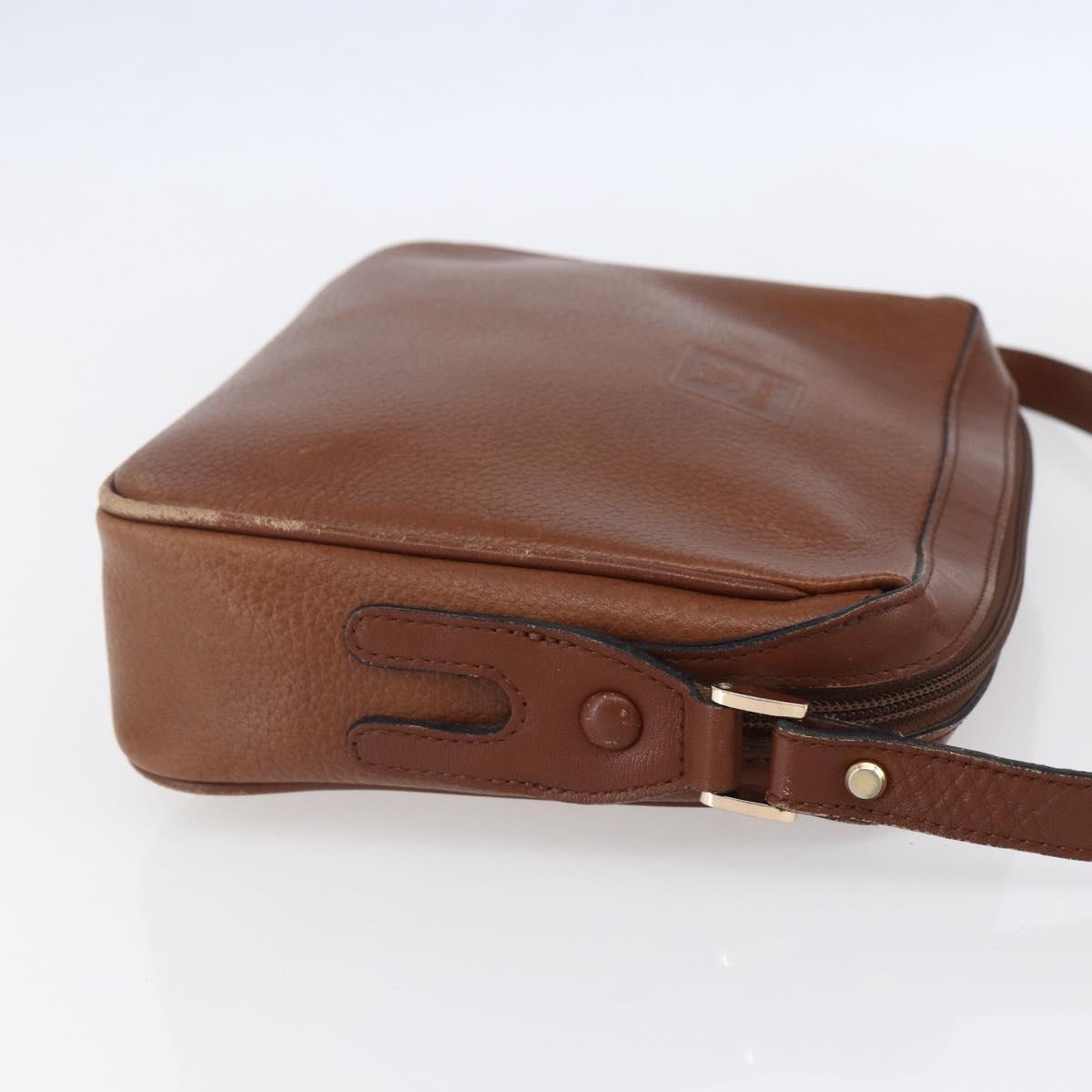 Burberrys Shoulder Bag Leather Brown Gold Auth ka247