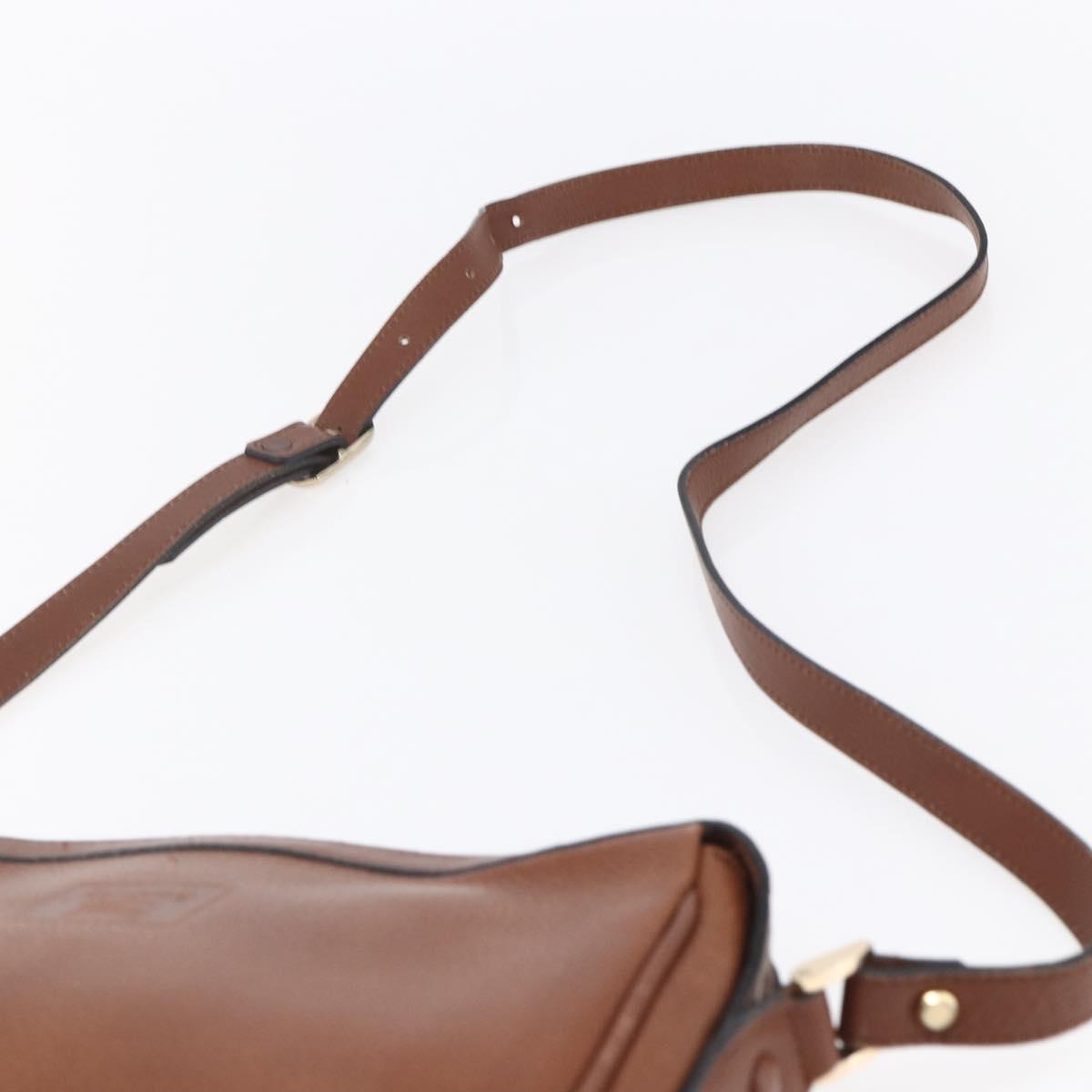 Burberrys Shoulder Bag Leather Brown Gold Auth ka247