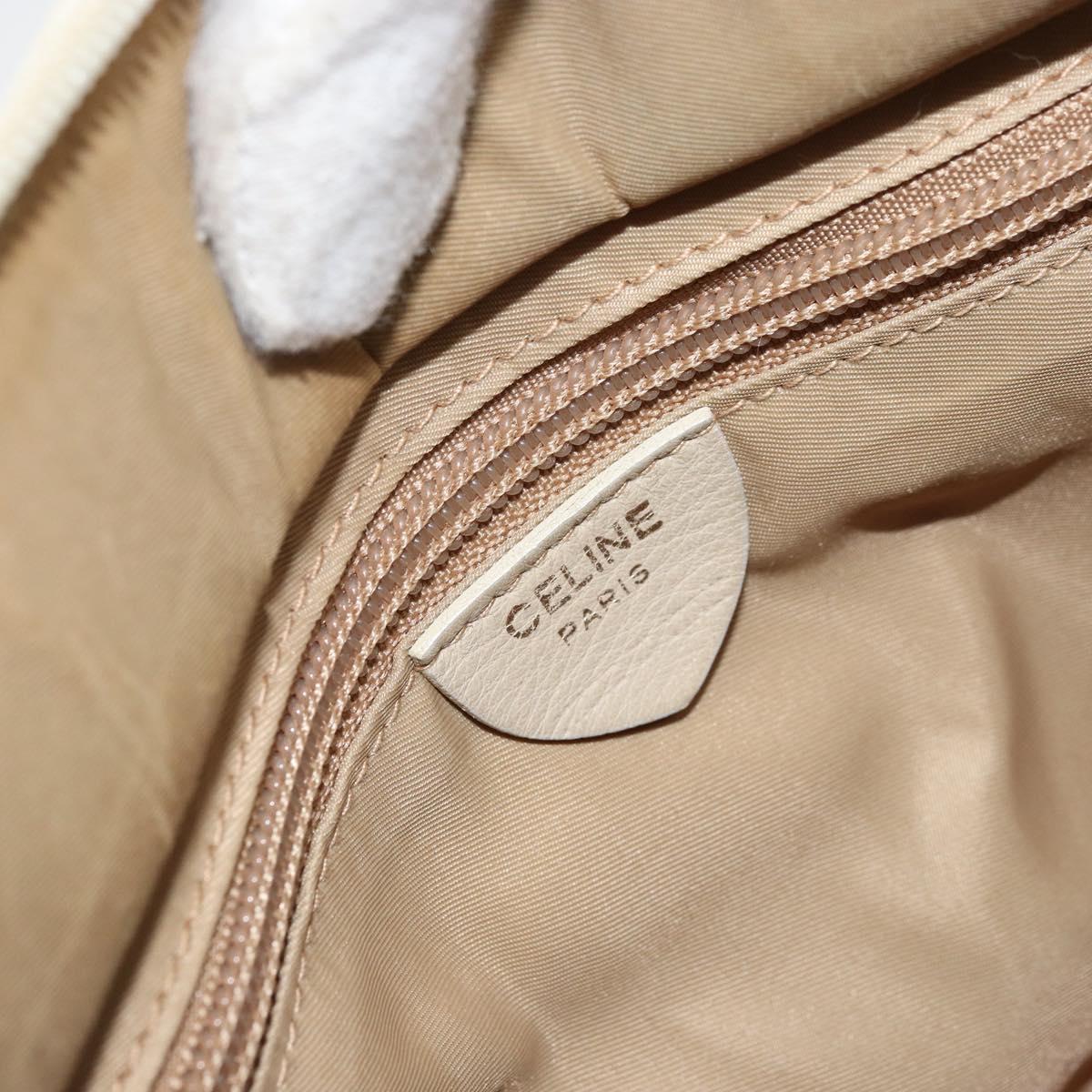CELINE Hand Bag Nylon Beige Gold Auth ka2474