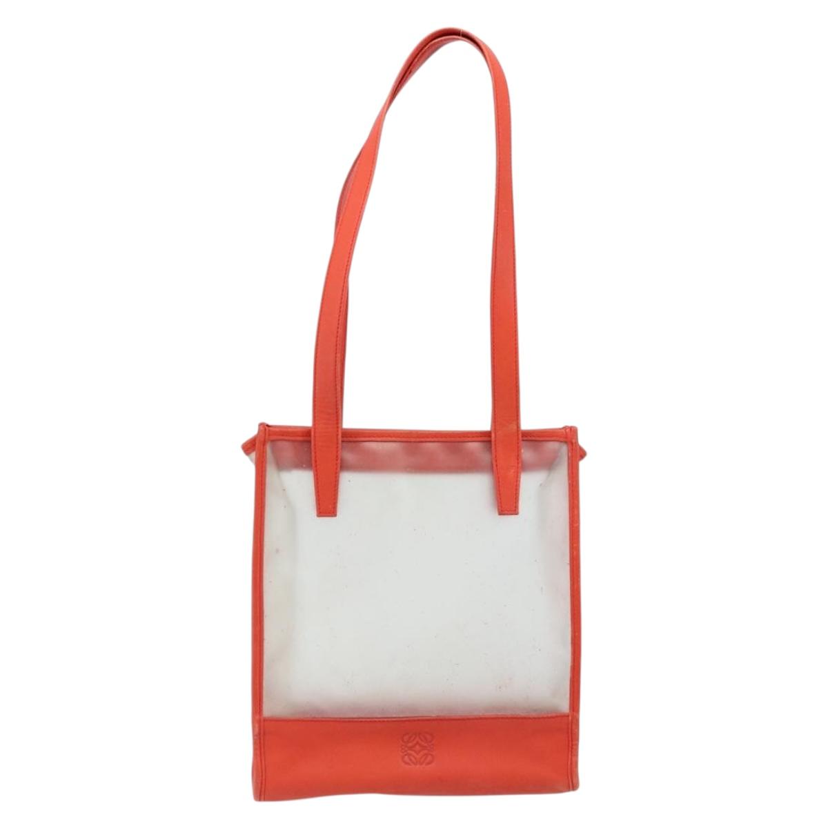LOEWE Anagram Tote Bag Vinyl Clear Red Auth ka2475