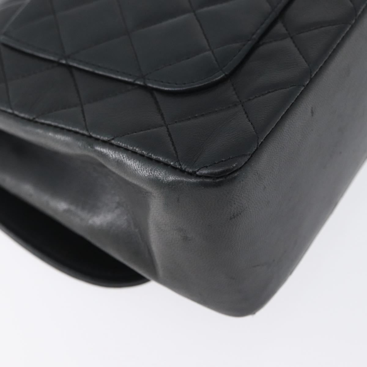 CHANEL Matelasse Chain Shoulder Bag Lamb Skin Black Gold CC Auth ka2483SAV