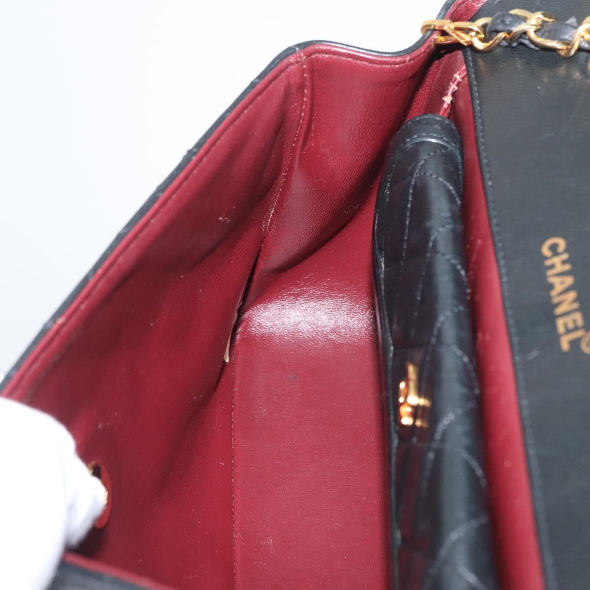 CHANEL Matelasse Chain Shoulder Bag Lamb Skin Black Gold CC Auth ka2483SAV