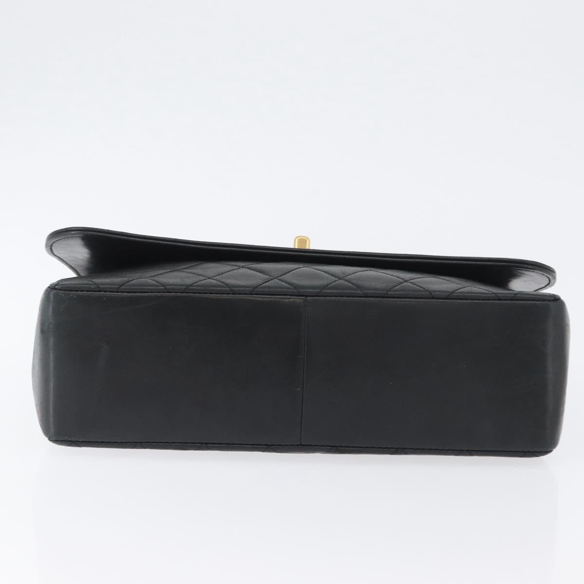 CHANEL Matelasse Chain Shoulder Bag Lamb Skin Black Gold CC Auth ka2483SAV