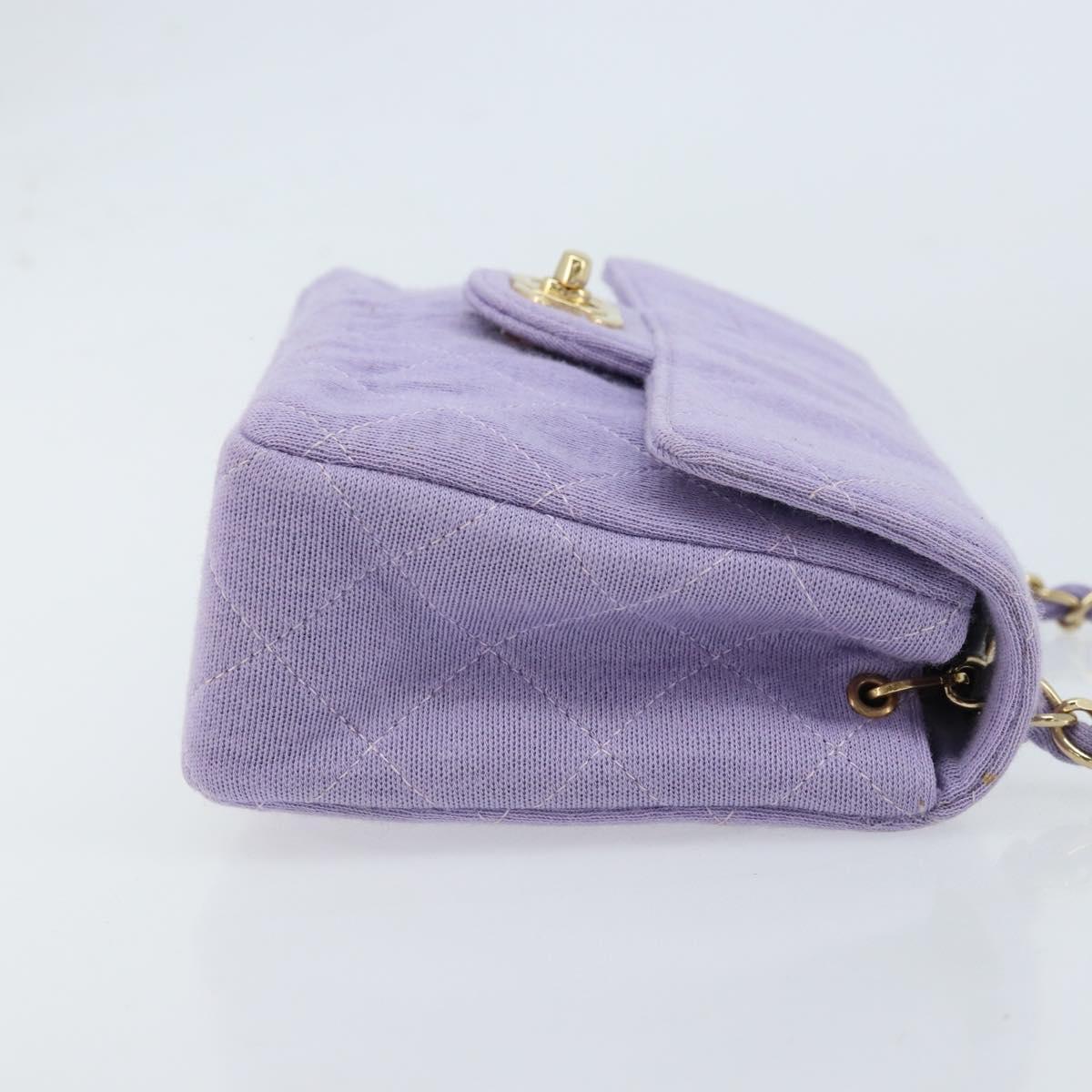 CHANEL Matelasse Chain Shoulder Bag cotton Purple Gold CC Auth ka2484SAV