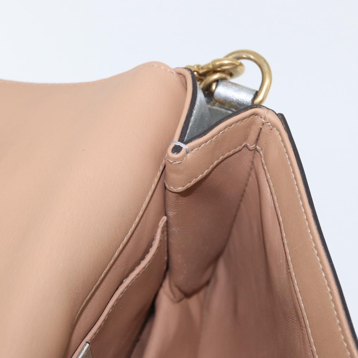 GUCCI Bamboo Chain Broadway Shoulder Bag Leather 2way Silver 453778 Auth ka2490V