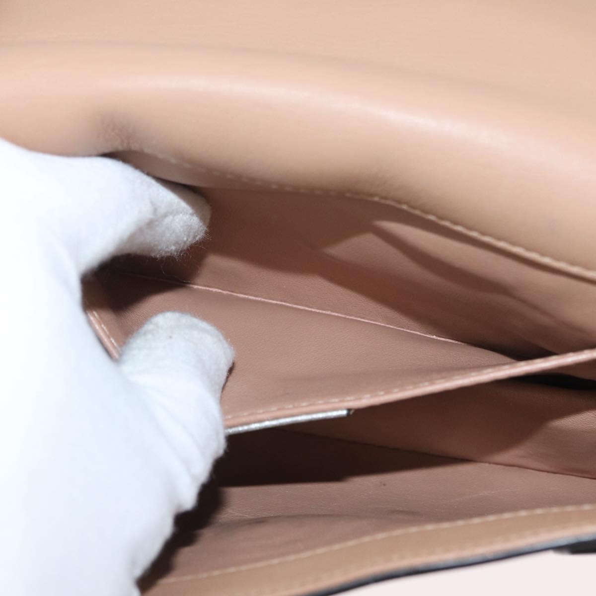 GUCCI Bamboo Chain Broadway Shoulder Bag Leather 2way Silver 453778 Auth ka2490V