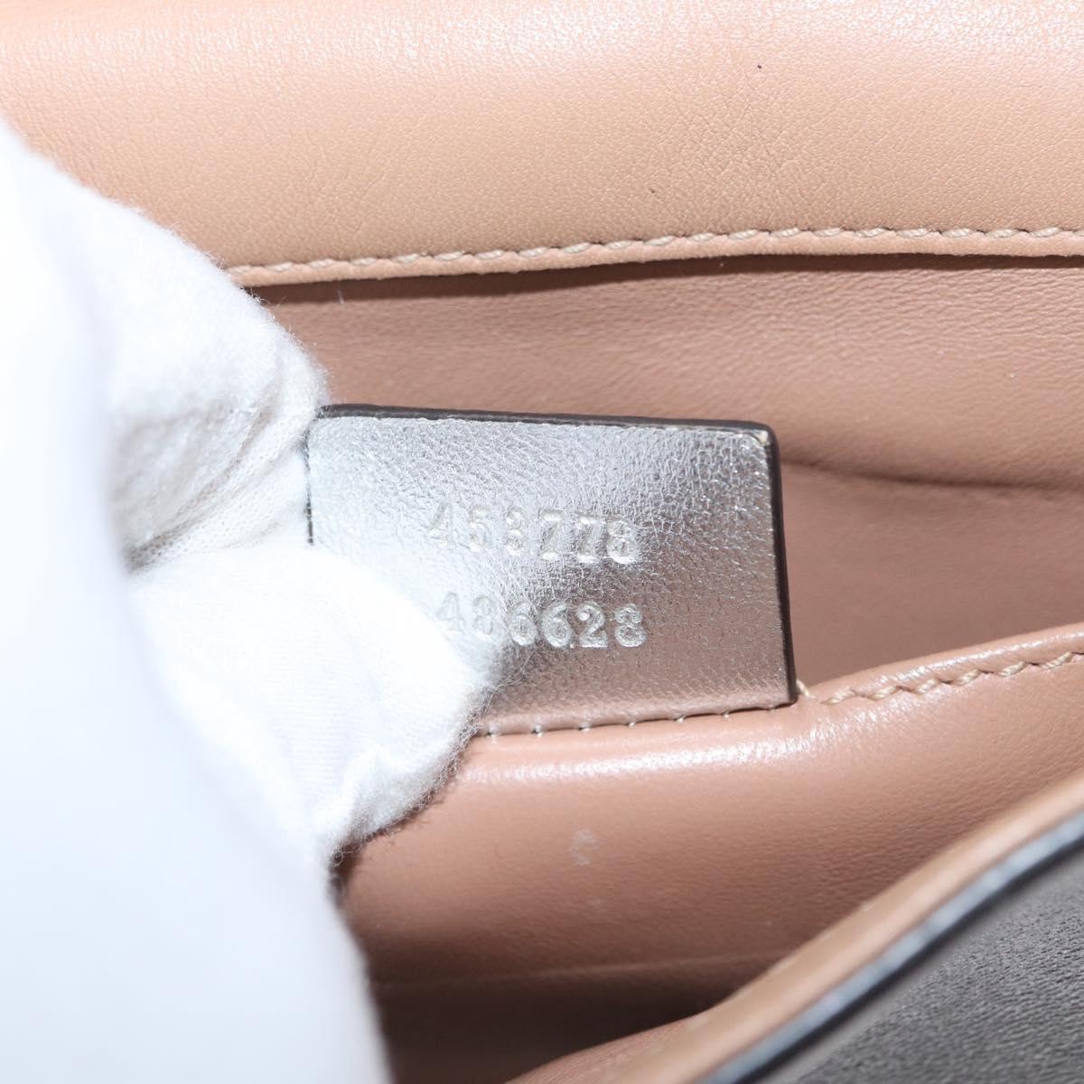 GUCCI Bamboo Chain Broadway Shoulder Bag Leather 2way Silver 453778 Auth ka2490V