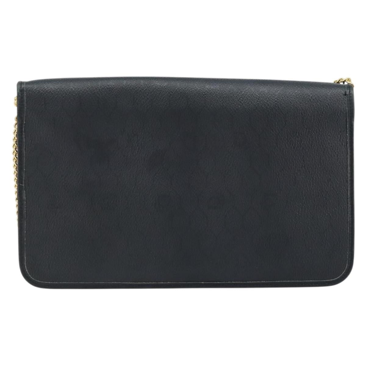 Christian Dior Honeycomb Canvas Chain Shoulder Bag PVC Black Gold Auth ka2491