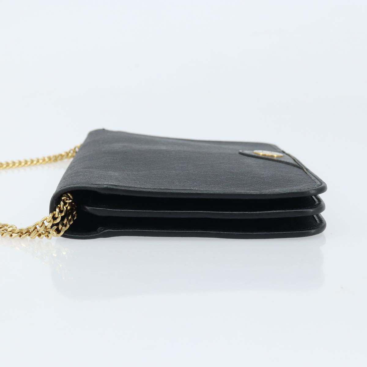 Christian Dior Honeycomb Canvas Chain Shoulder Bag PVC Black Gold Auth ka2491