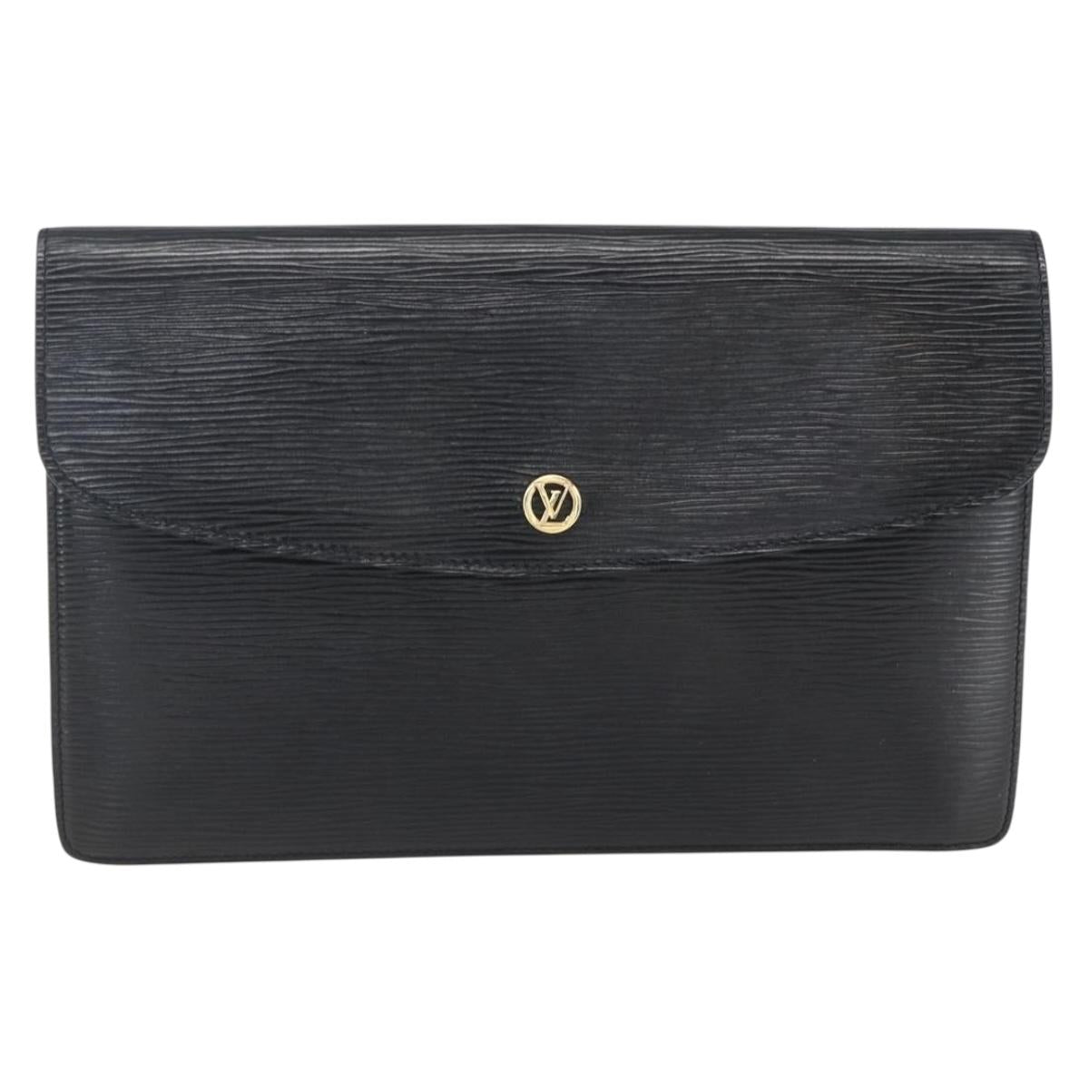 LOUIS VUITTON Epi Montaigne 27 Clutch Bag Black M52652 LV Auth ka2493
