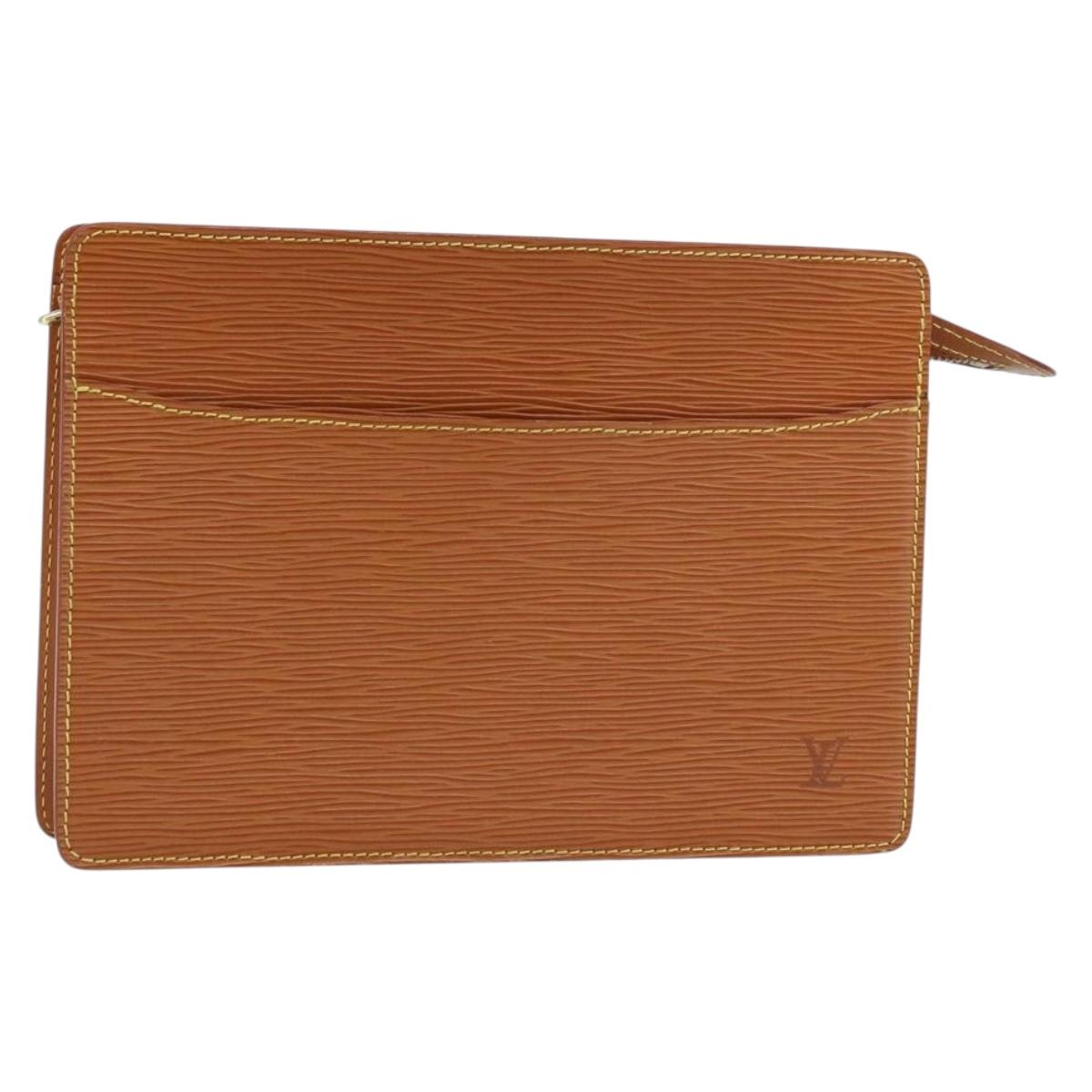 LOUIS VUITTON Epi Pochette Homme Bag Brown Zipangu Gold M52528 LV Auth ka2494
