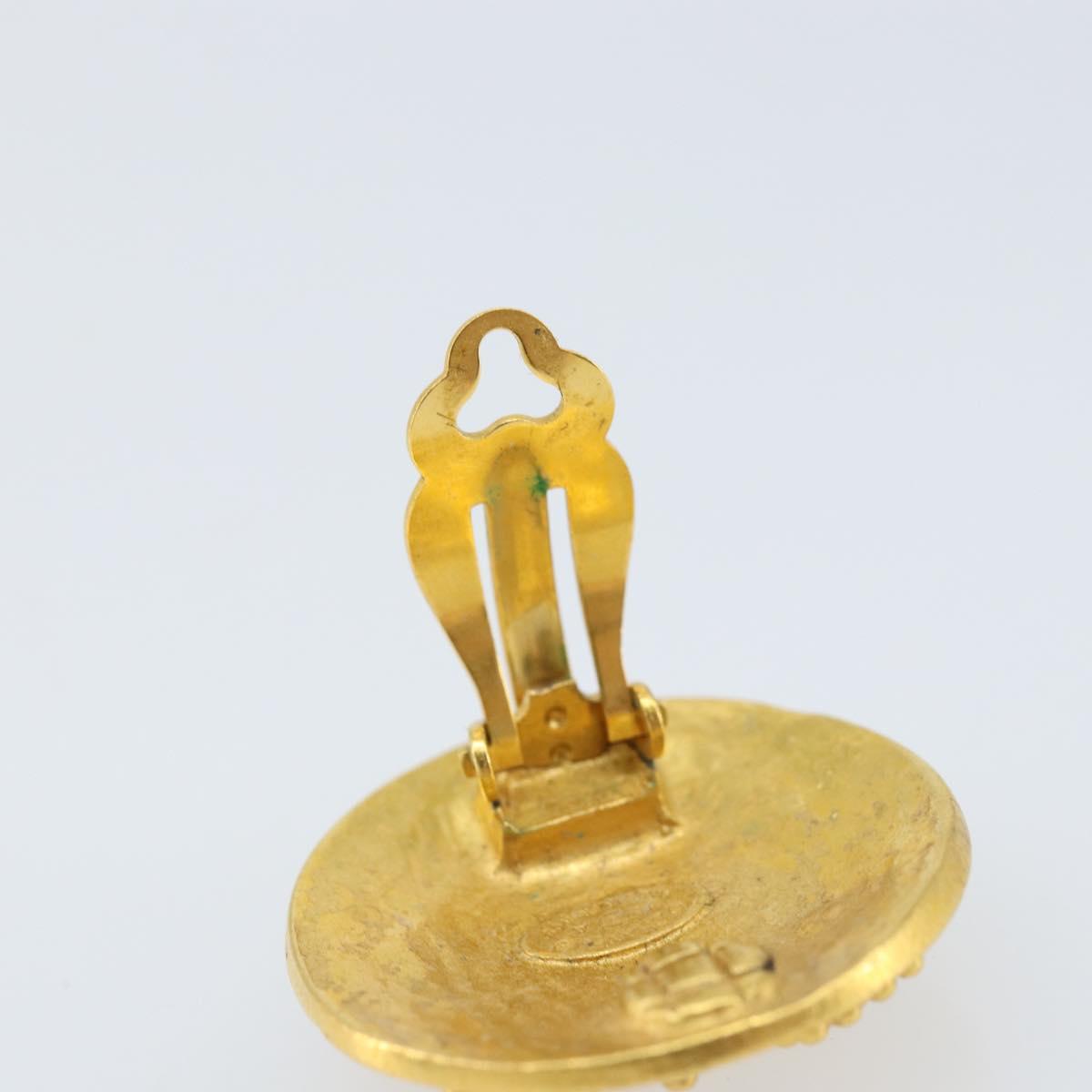 CHANEL Earring metal Gold Tone CC Auth ka2497