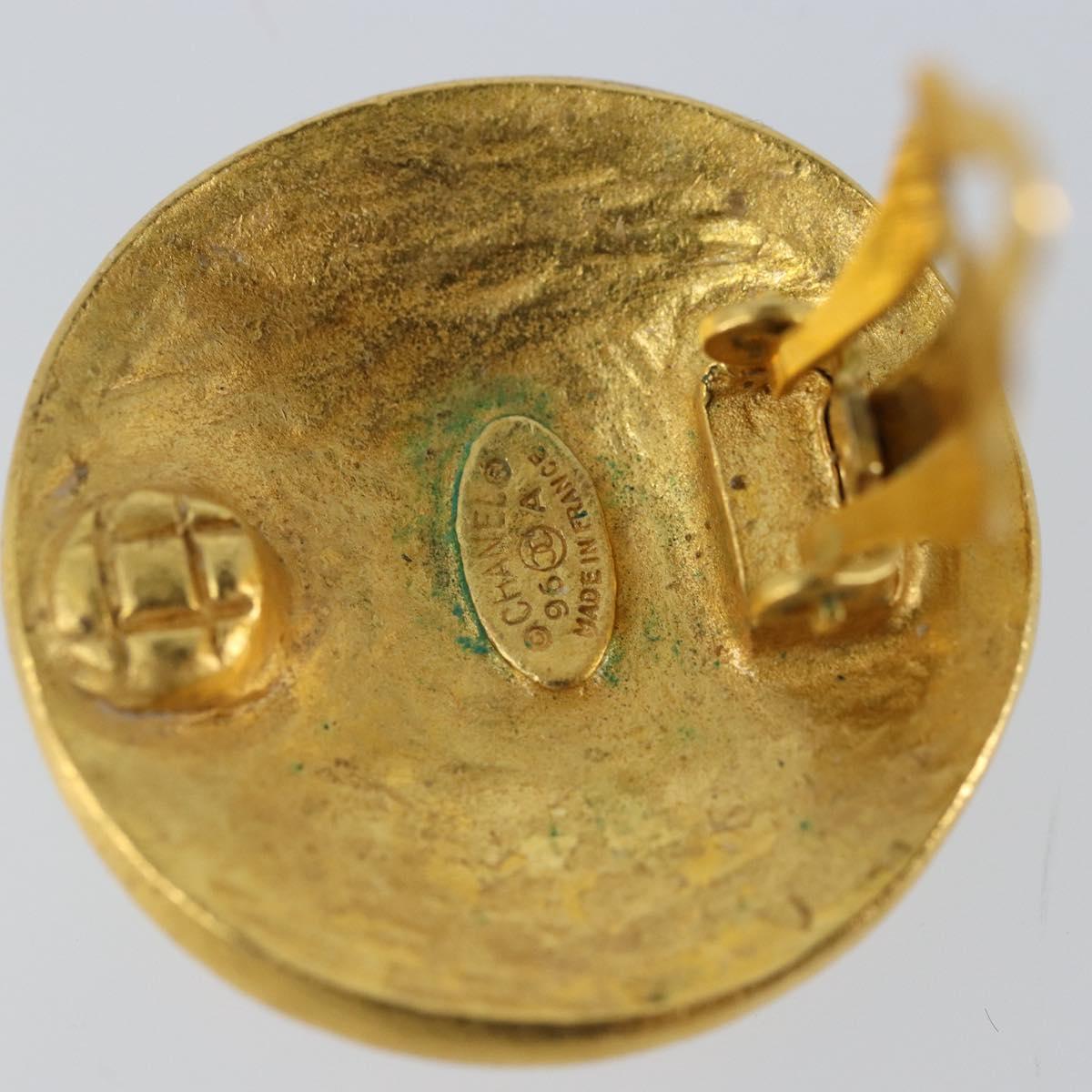 CHANEL Earring metal Gold Tone CC Auth ka2497