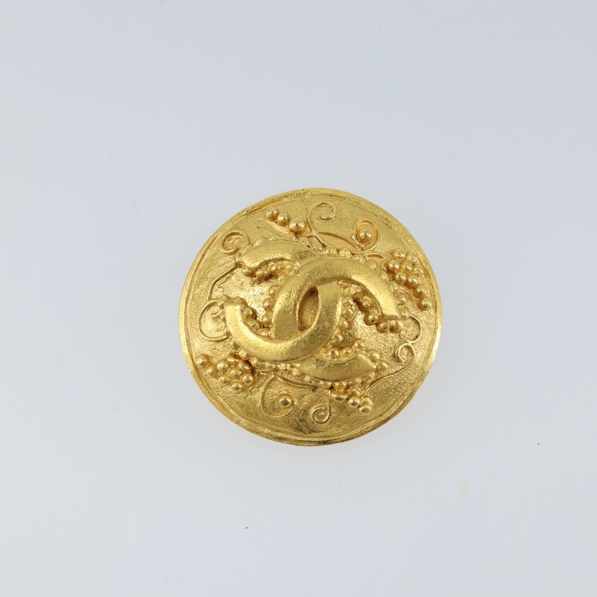 CHANEL Earring metal Gold Tone CC Auth ka2497