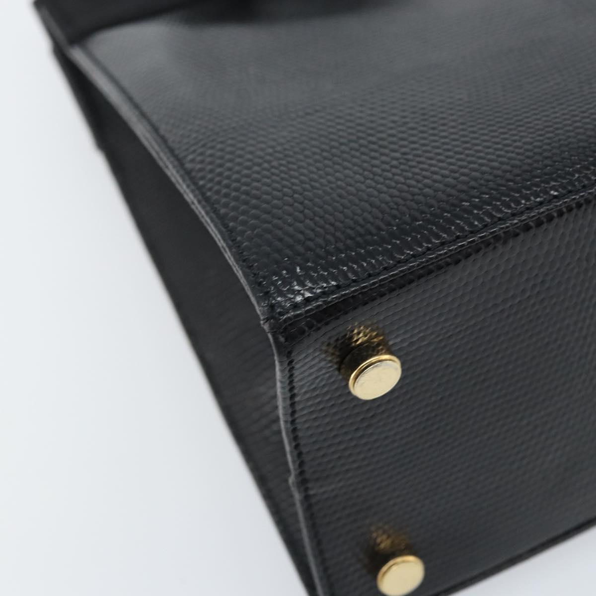 Salvatore Ferragamo Vala Hand Bag Leather Black Gold Auth ka2505