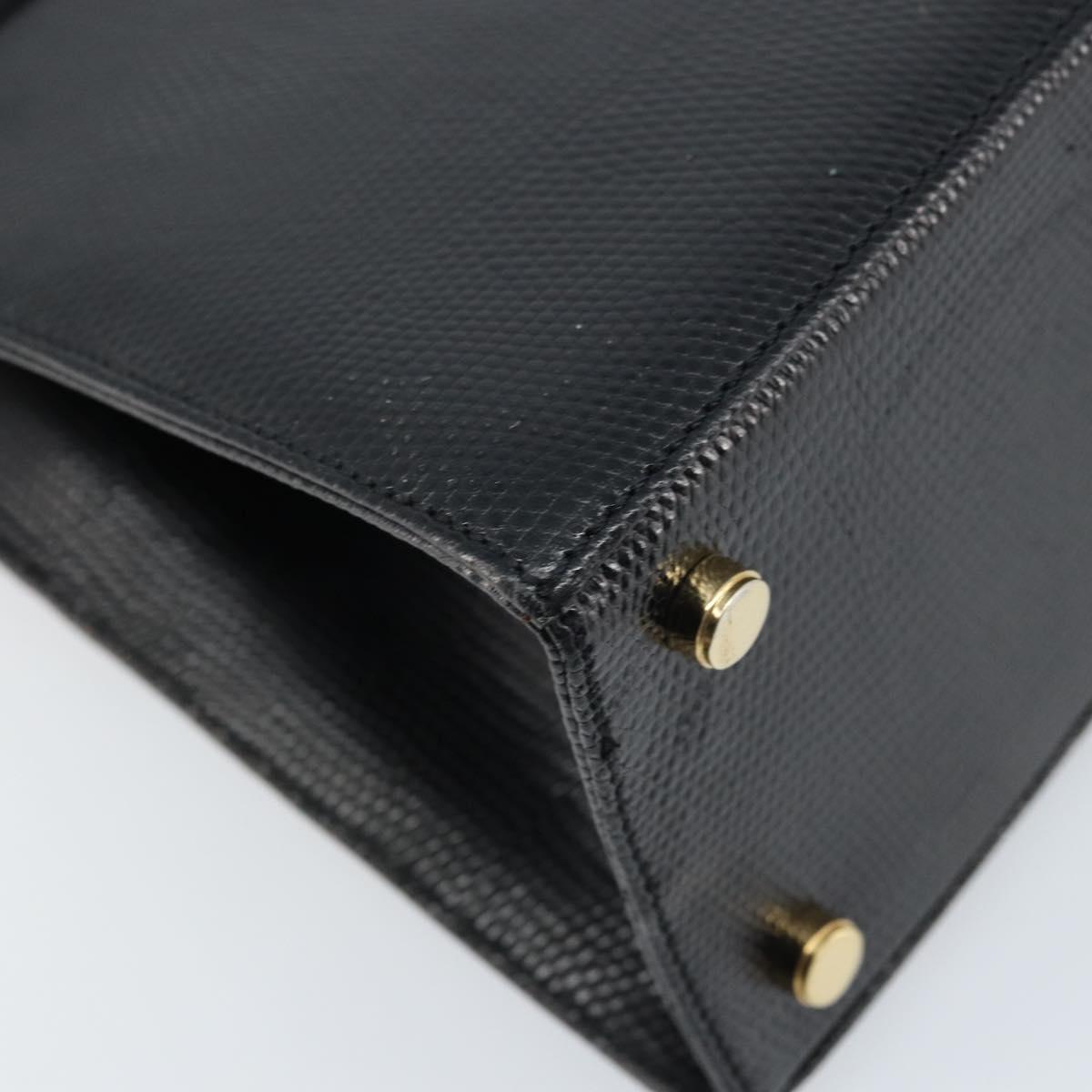 Salvatore Ferragamo Vala Hand Bag Leather Black Gold Auth ka2505