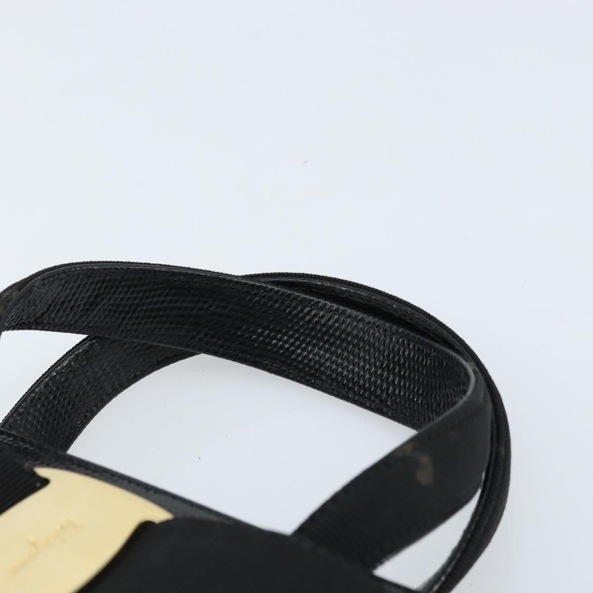 Salvatore Ferragamo Vala Hand Bag Leather Black Gold Auth ka2505