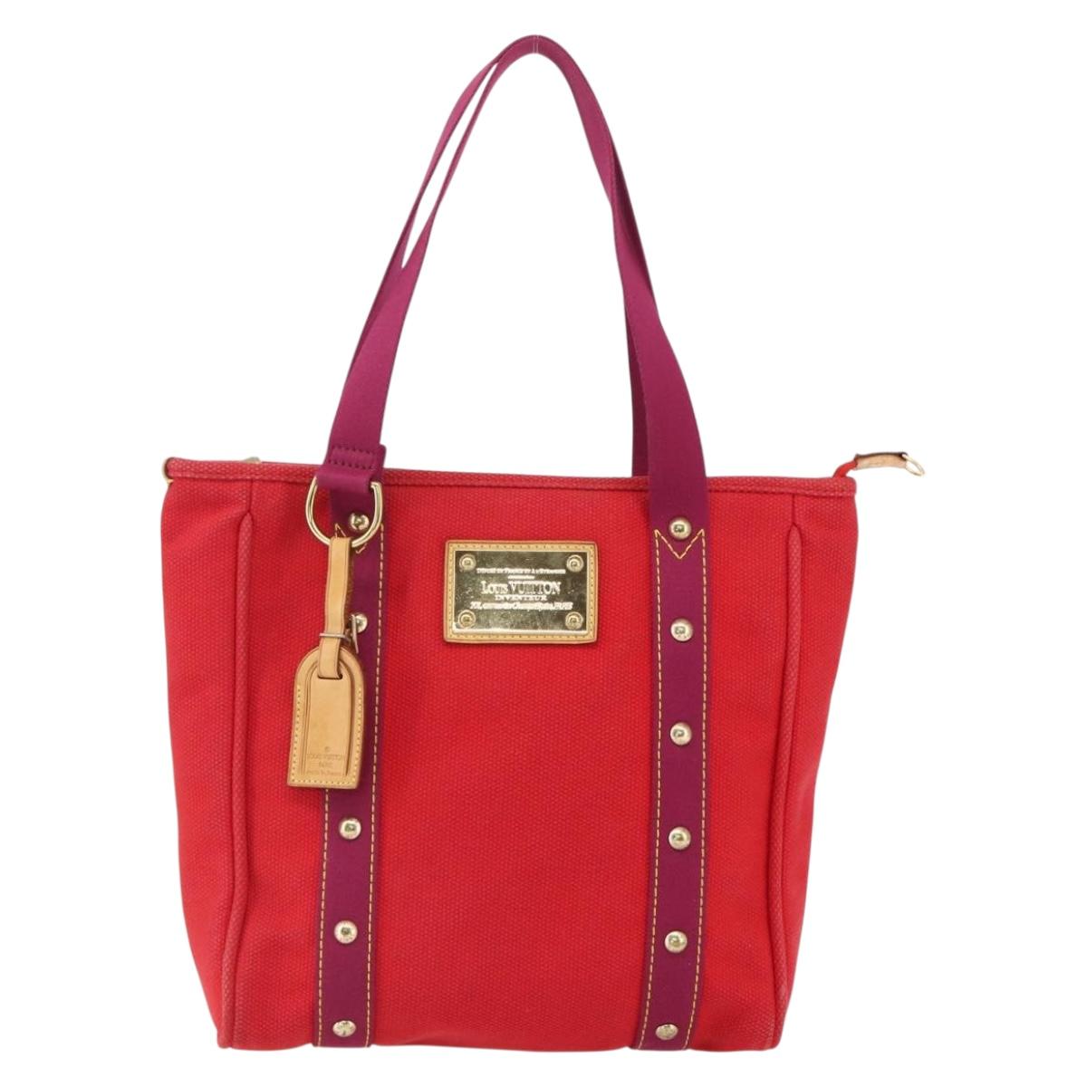 LOUIS VUITTON Antigua Cabas MM Tote Bag Red M40034 LV Auth ka2506