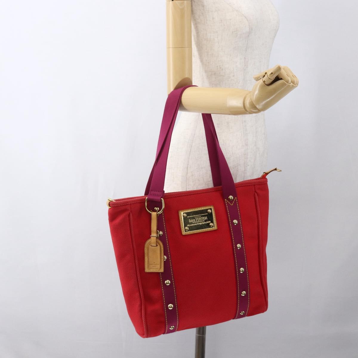 LOUIS VUITTON Antigua Cabas MM Tote Bag Red M40034 LV Auth ka2506