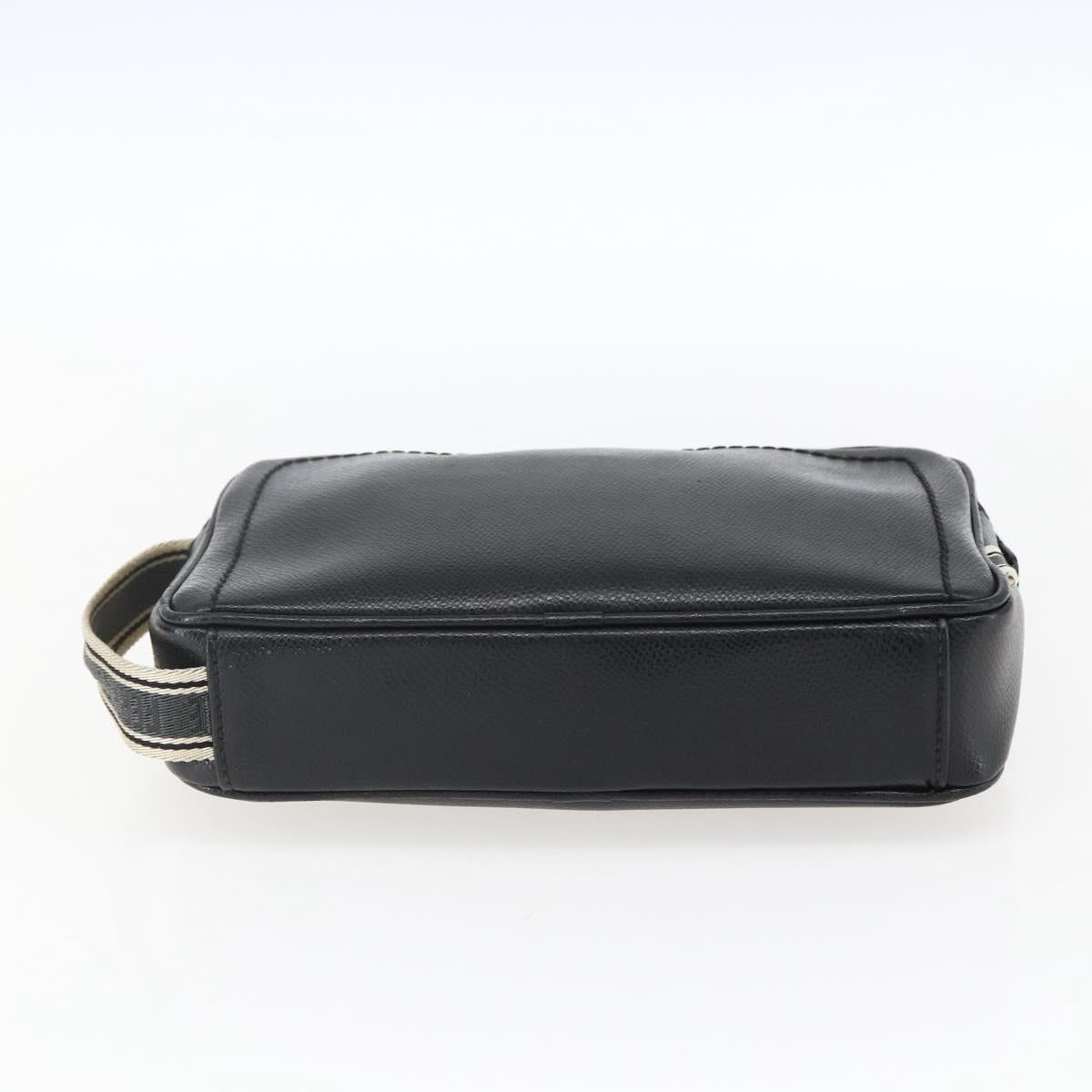 Salvatore Ferragamo Clutch Bag Leather Black Silver Auth ka2510
