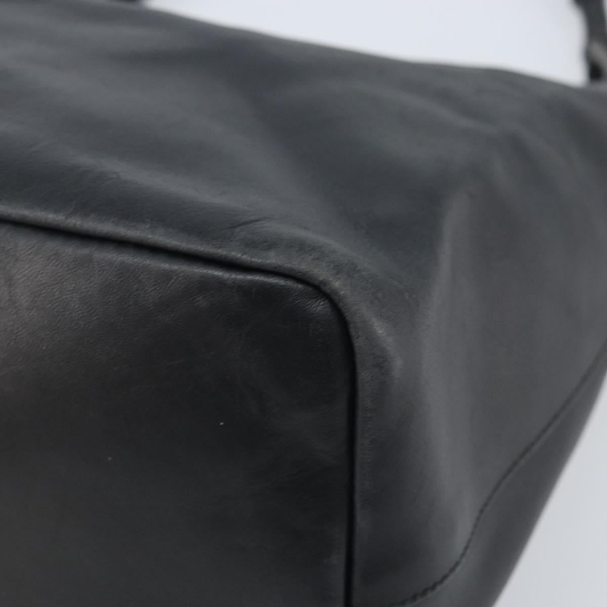 GUCCI Bamboo Hand Bag Leather Black Silver 000 0531 Auth ka2522