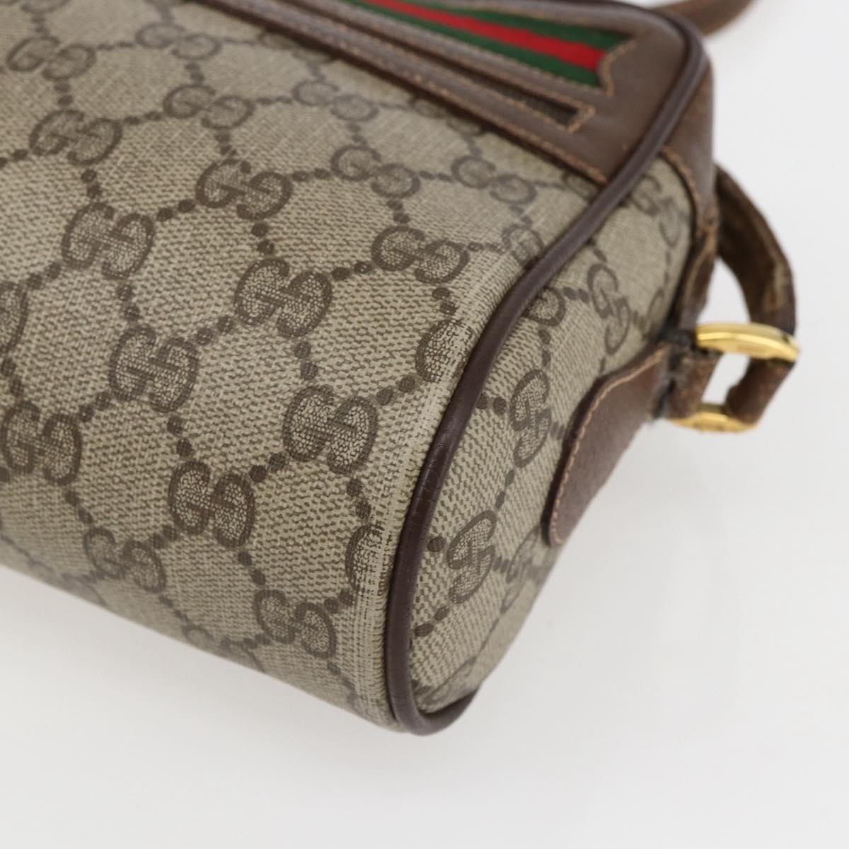 GUCCI GG Supreme Web Sherry Line Bag PVC Beige Gold 56 02 087 Auth ka2524