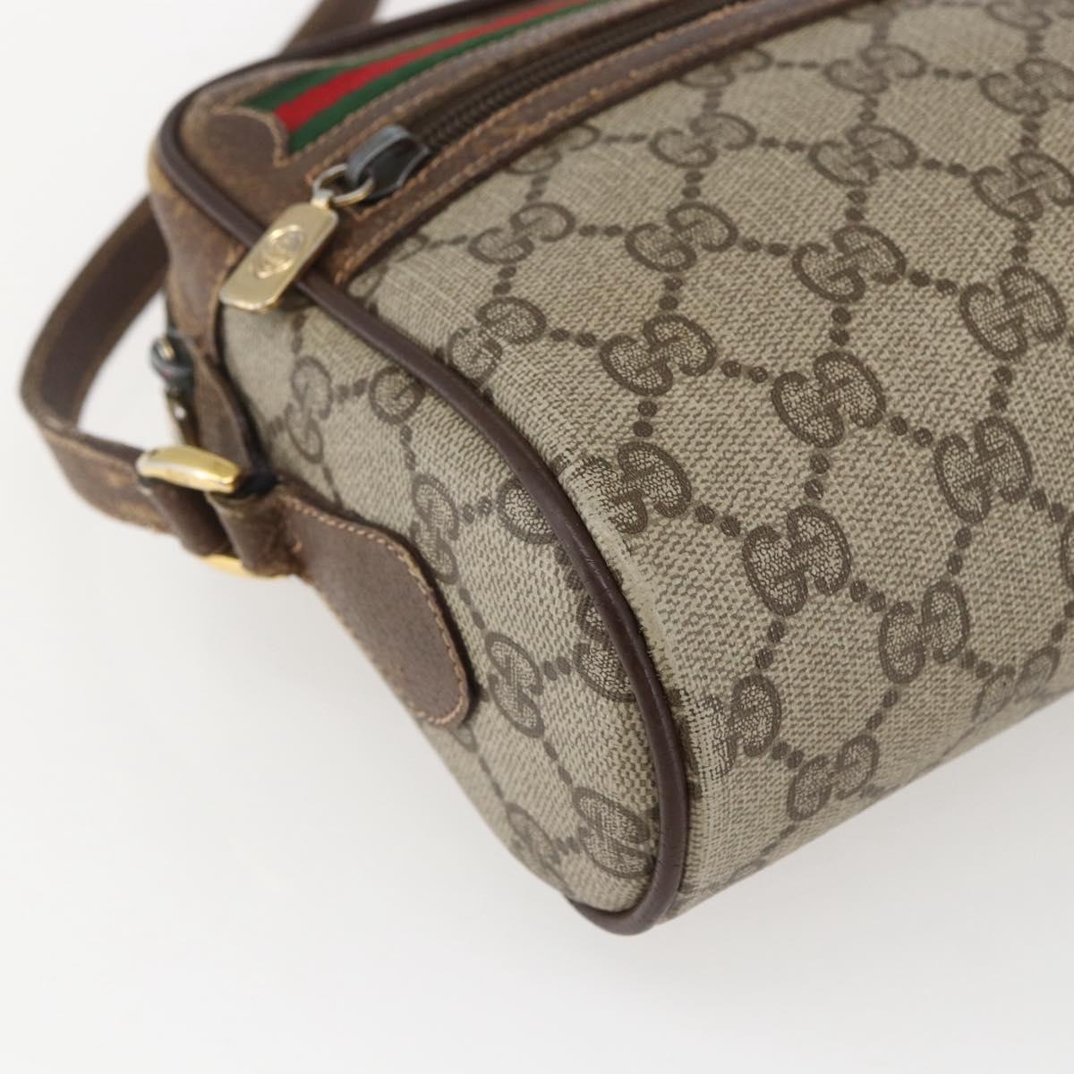 GUCCI GG Supreme Web Sherry Line Bag PVC Beige Gold 56 02 087 Auth ka2524