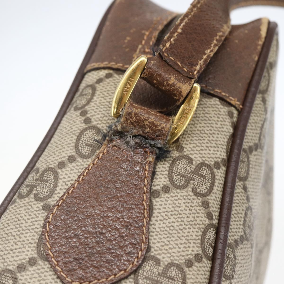 GUCCI GG Supreme Web Sherry Line Bag PVC Beige Gold 56 02 087 Auth ka2524