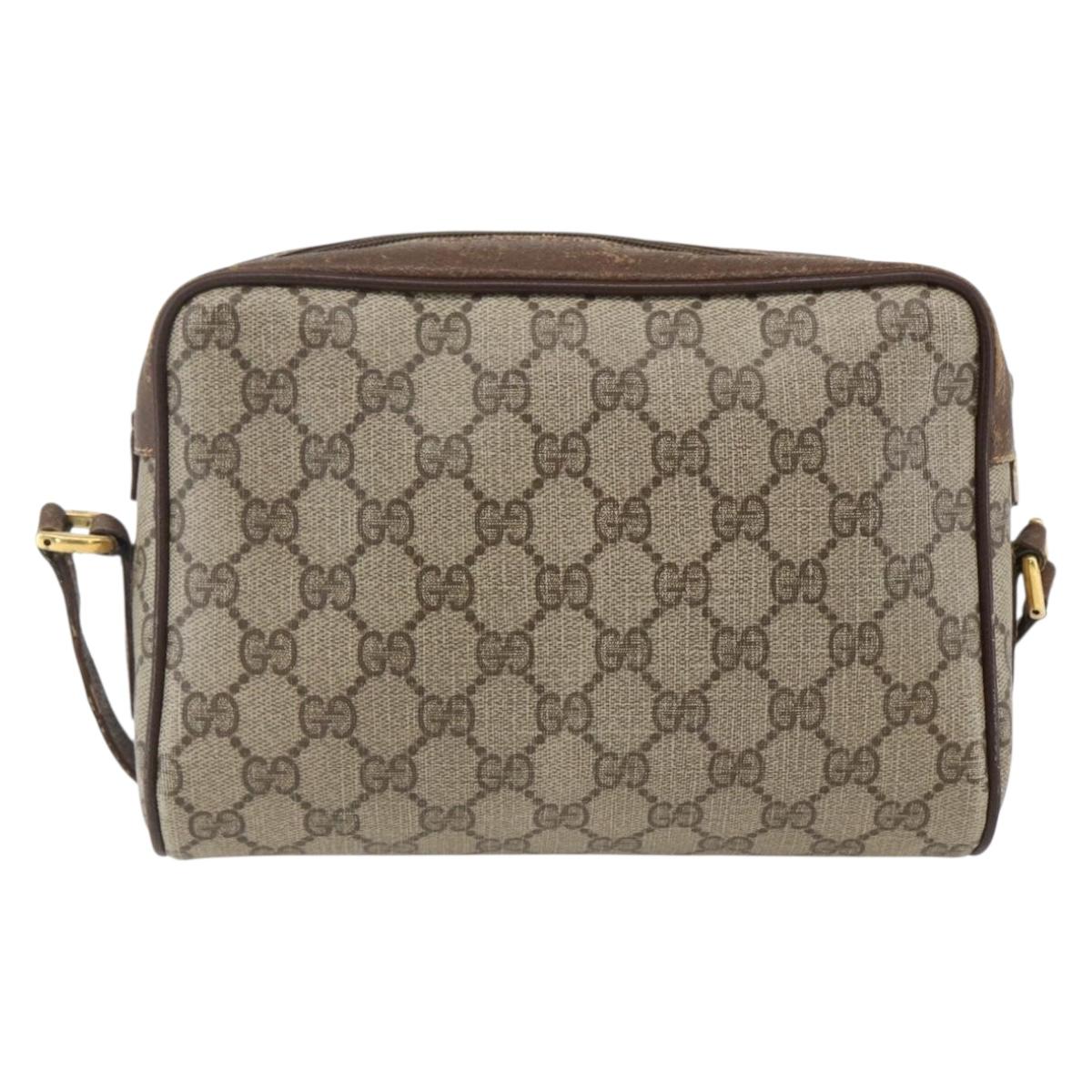 GUCCI GG Supreme Web Sherry Line Bag PVC Beige Gold 56 02 087 Auth ka2524