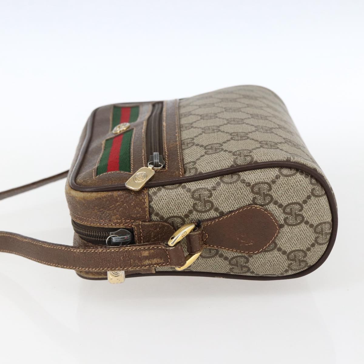 GUCCI GG Supreme Web Sherry Line Bag PVC Beige Gold 56 02 087 Auth ka2524