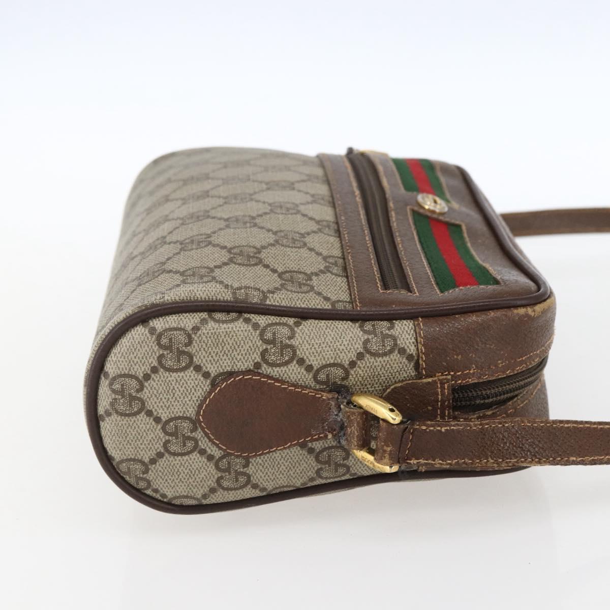 GUCCI GG Supreme Web Sherry Line Bag PVC Beige Gold 56 02 087 Auth ka2524