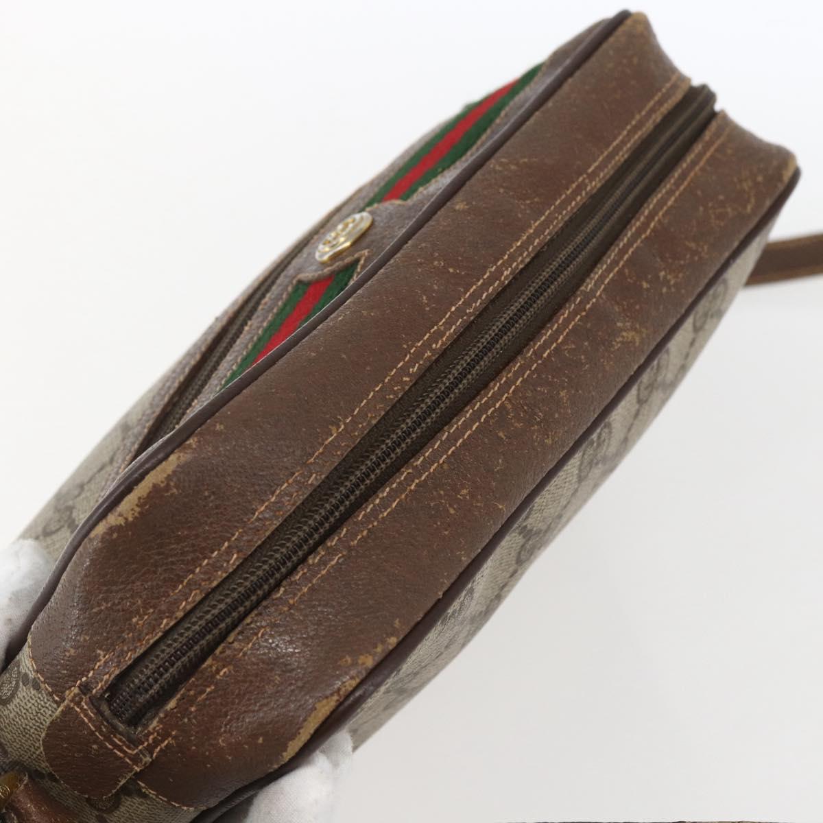 GUCCI GG Supreme Web Sherry Line Bag PVC Beige Gold 56 02 087 Auth ka2524