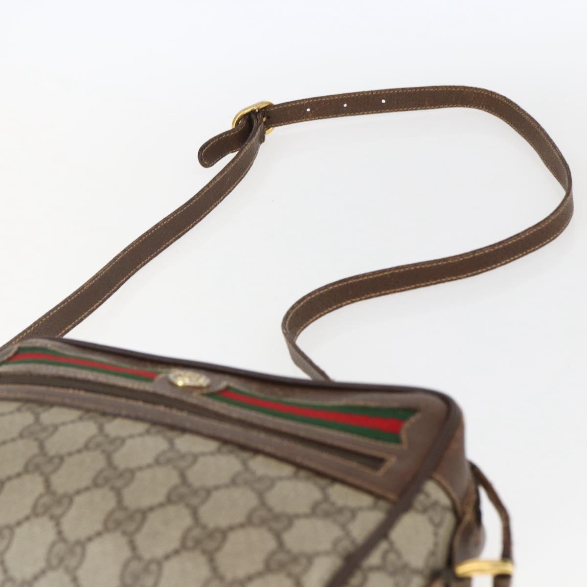 GUCCI GG Supreme Web Sherry Line Bag PVC Beige Gold 56 02 087 Auth ka2524