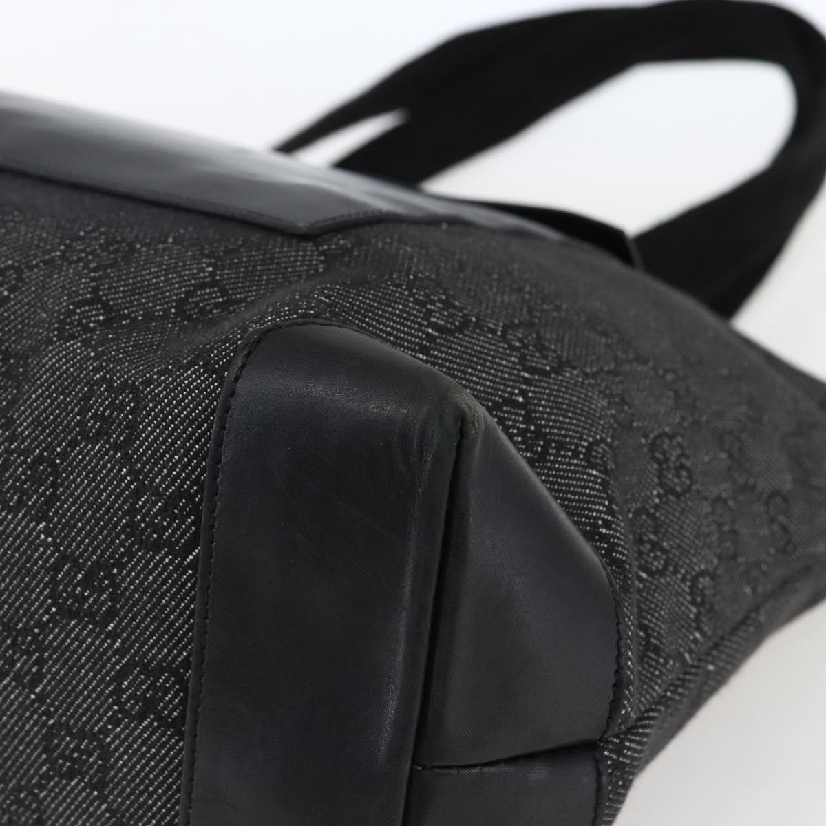GUCCI GG Canvas Tote Bag Black Silver 34339 Auth ka2529