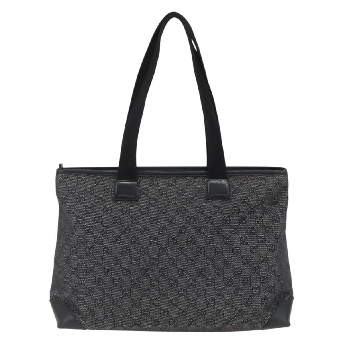GUCCI GG Canvas Tote Bag Black Silver 34339 Auth ka2529