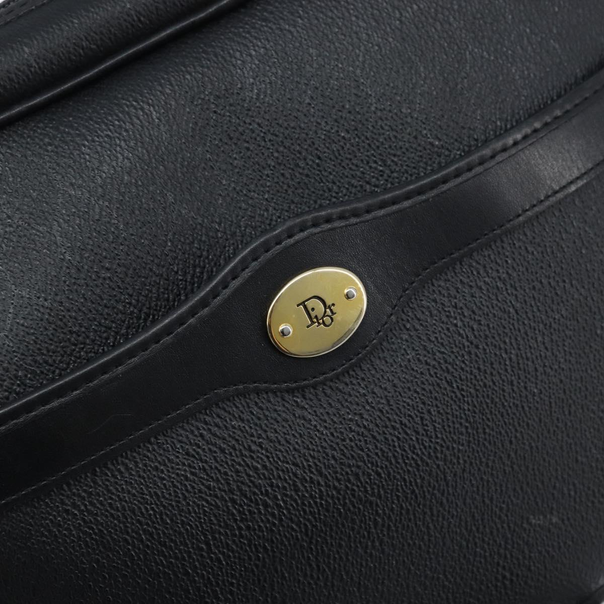Christian Dior Honeycomb Canvas Shoulder Bag PVC Black Gold Auth ka2533