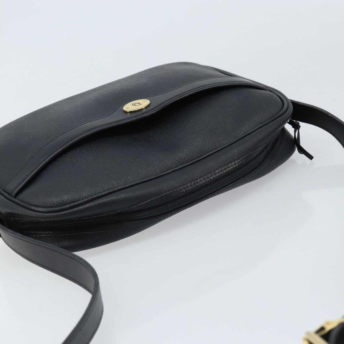 Christian Dior Honeycomb Canvas Shoulder Bag PVC Black Gold Auth ka2533