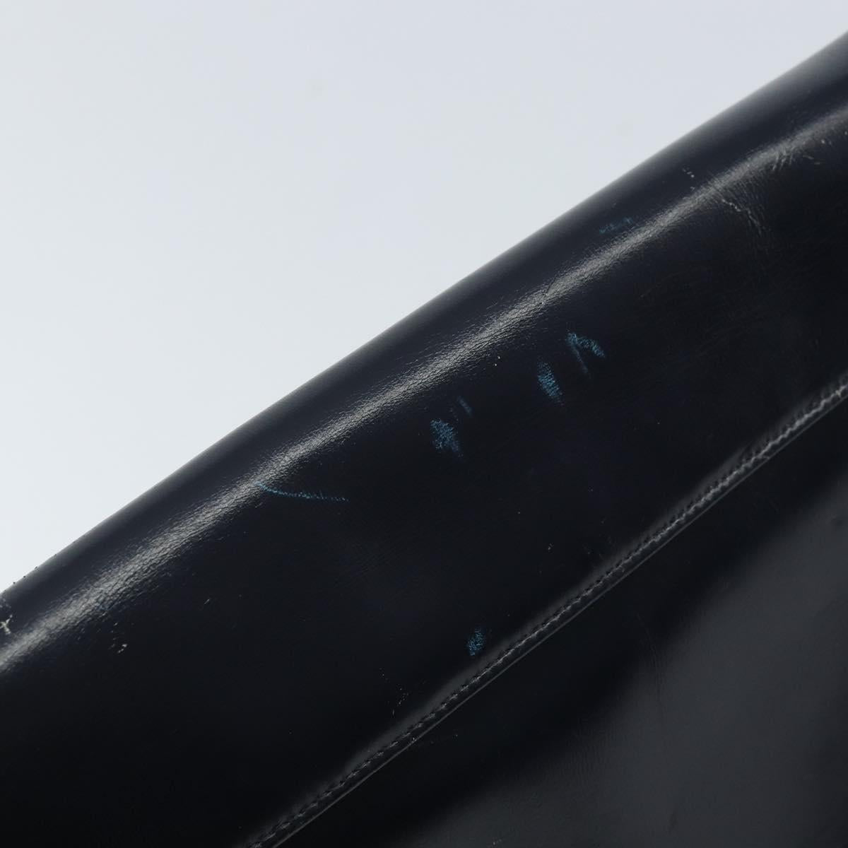 Christian Dior Trotter Canvas Clutch Bag Leather Navy Silver Auth ka2535