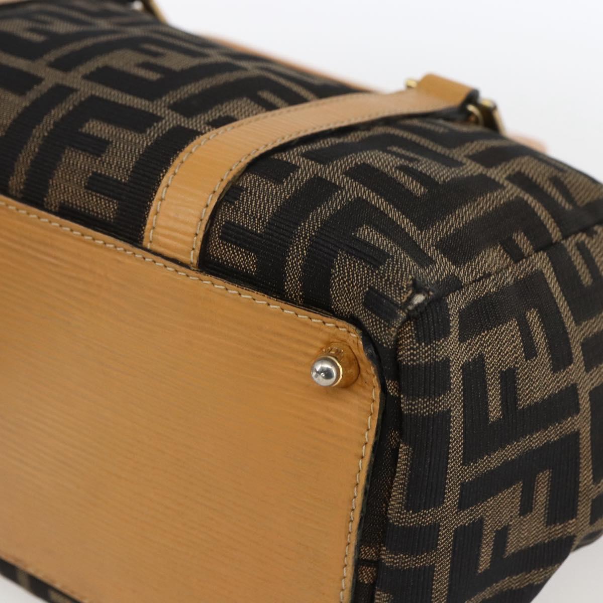 FENDI Zucca Canvas Hand Bag Brown Black Auth ka2543