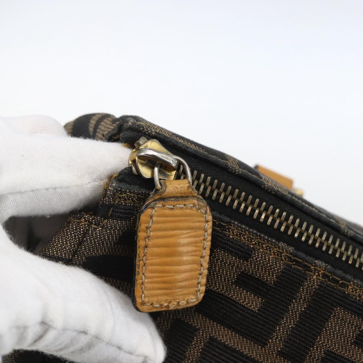 FENDI Zucca Canvas Hand Bag Brown Black Auth ka2543