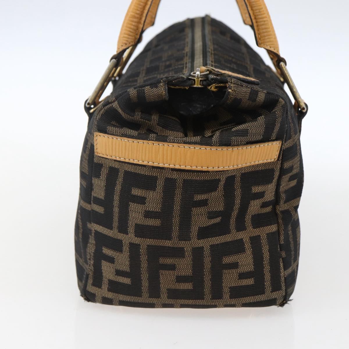 FENDI Zucca Canvas Hand Bag Brown Black Auth ka2543