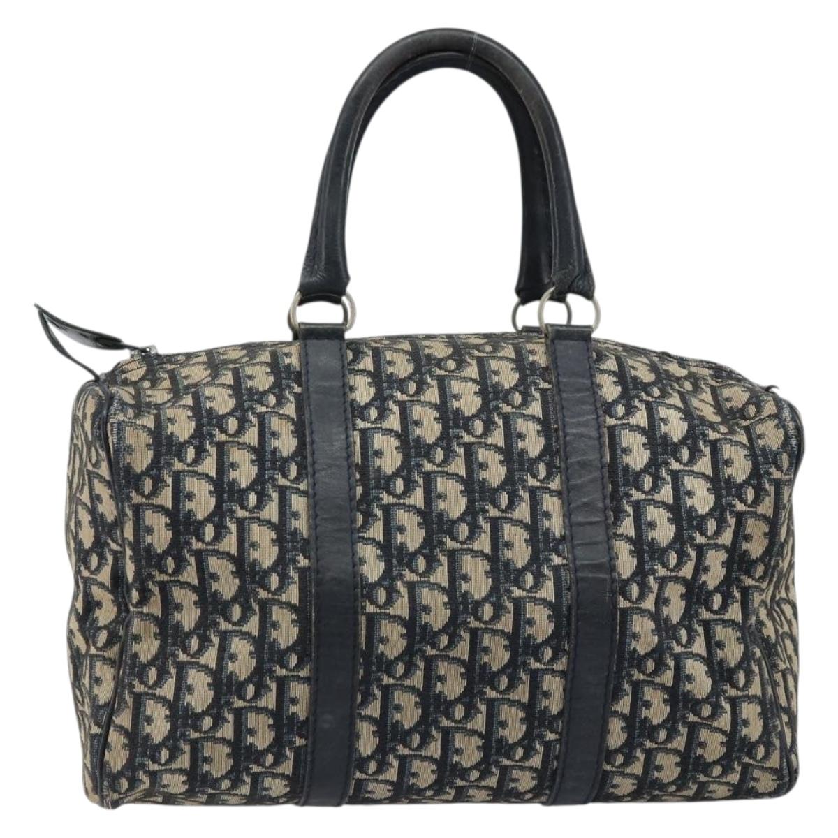 Christian Dior Trotter Canvas Hand Bag Navy Silver Auth ka2546