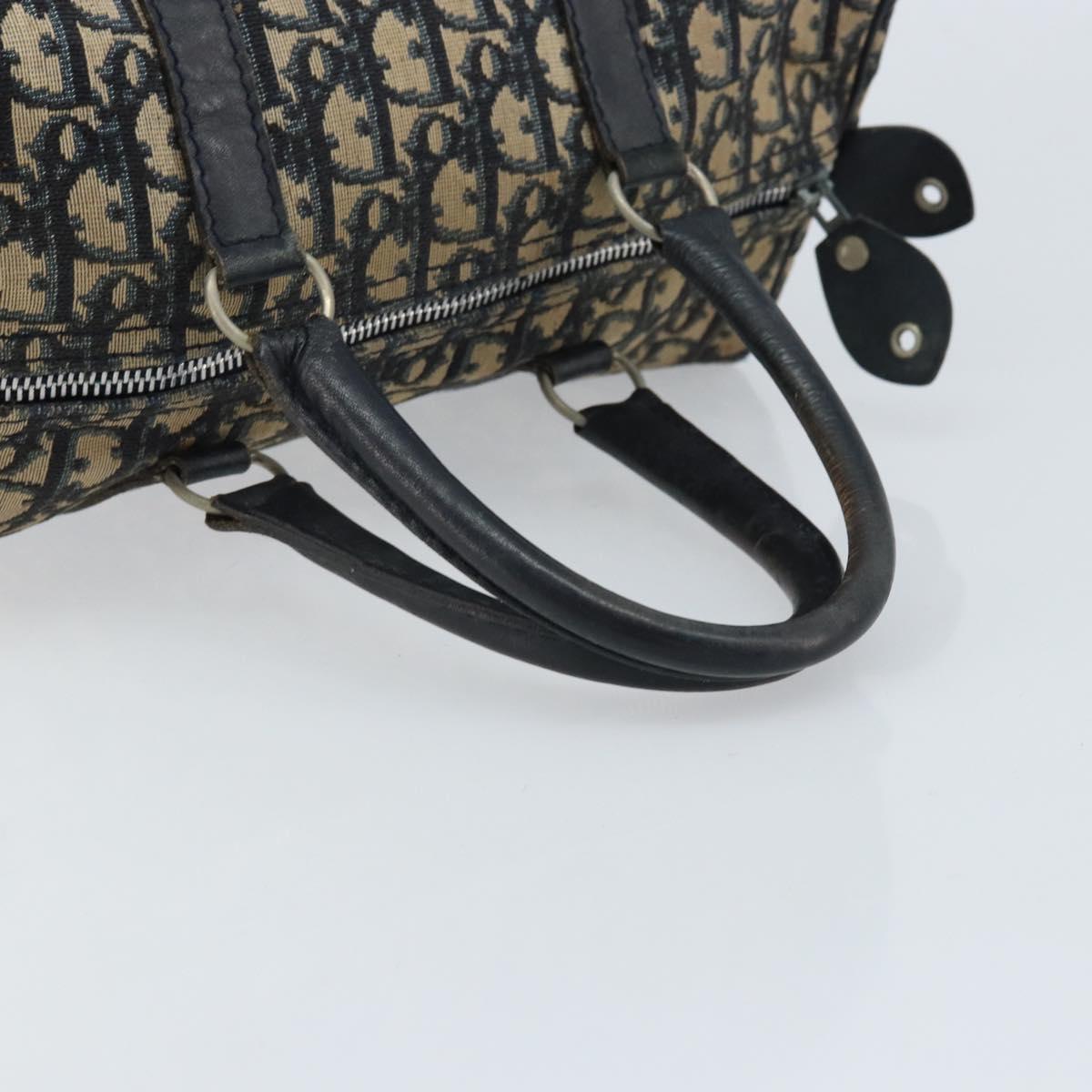 Christian Dior Trotter Canvas Hand Bag Navy Silver Auth ka2546