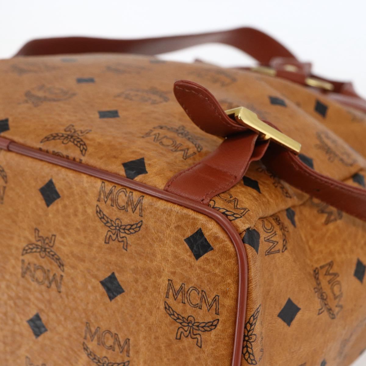 MCM Vicetos Logogram Backpack PVC Leather Brown Gold Auth ka2548