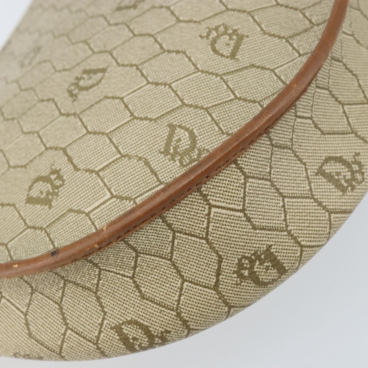 Christian Dior Honeycomb Canvas Shoulder Bag PVC Beige Gold Auth ka2549