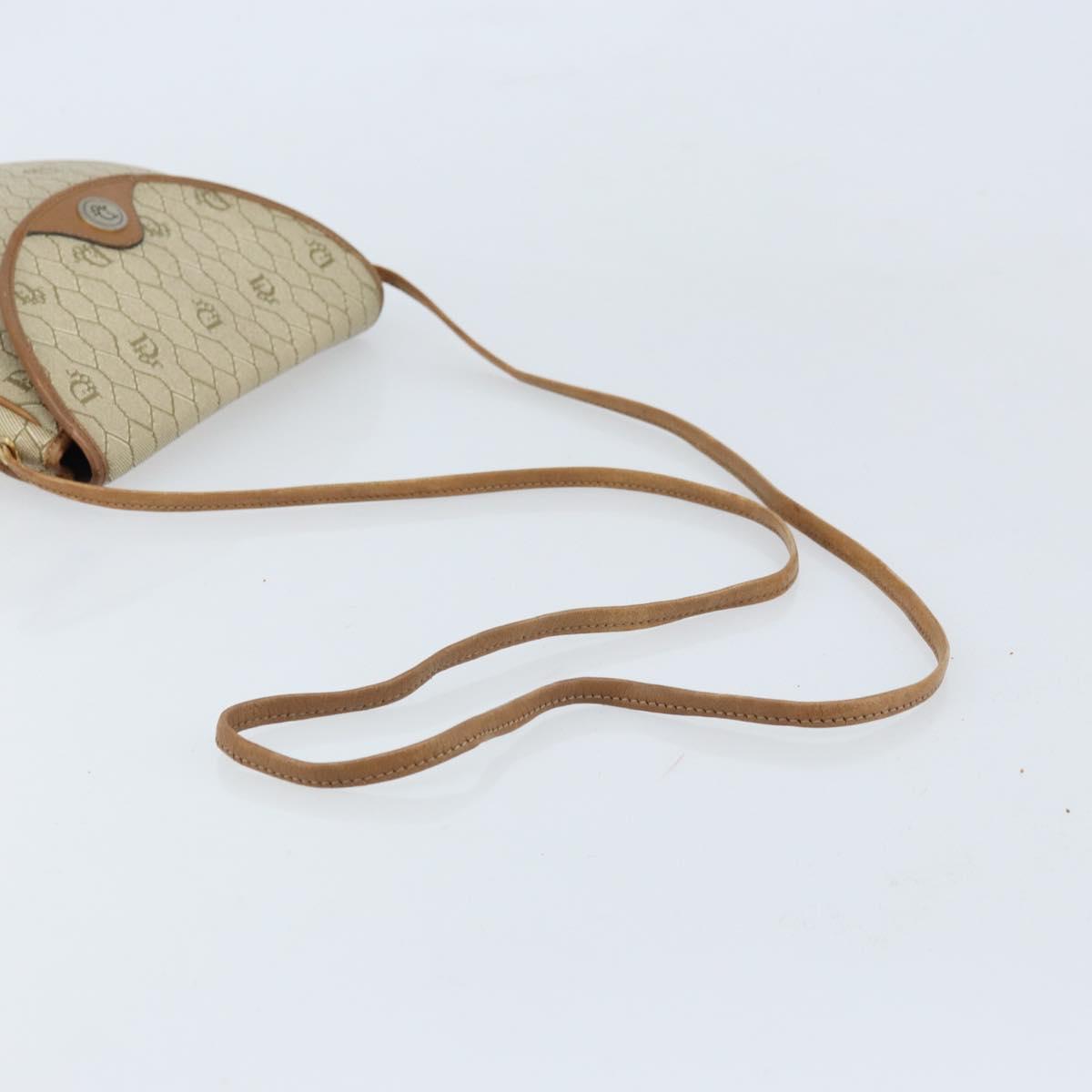 Christian Dior Honeycomb Canvas Shoulder Bag PVC Beige Gold Auth ka2549