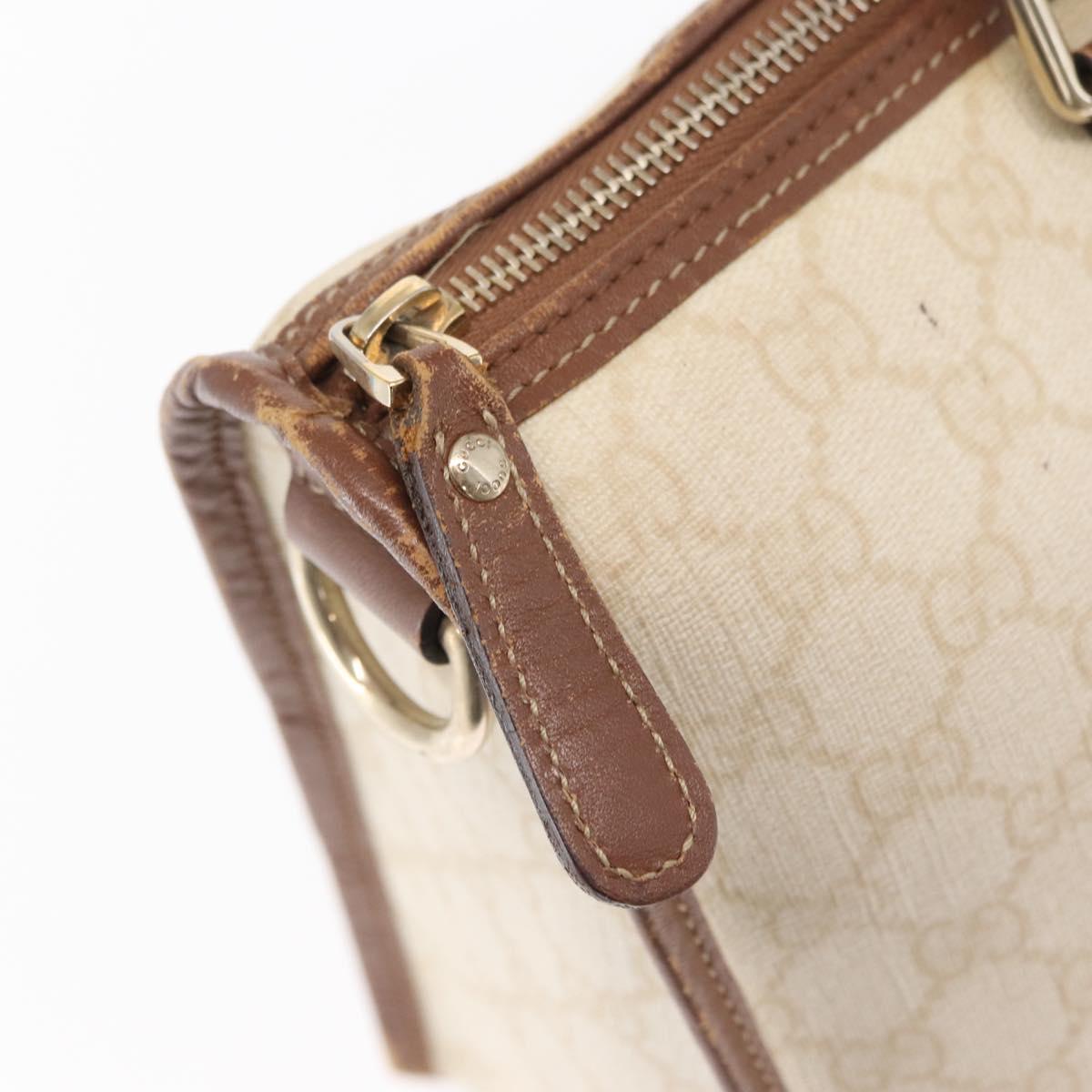 GUCCI GG Supreme Hand Bag PVC Cream Gold 190259 Auth ka255