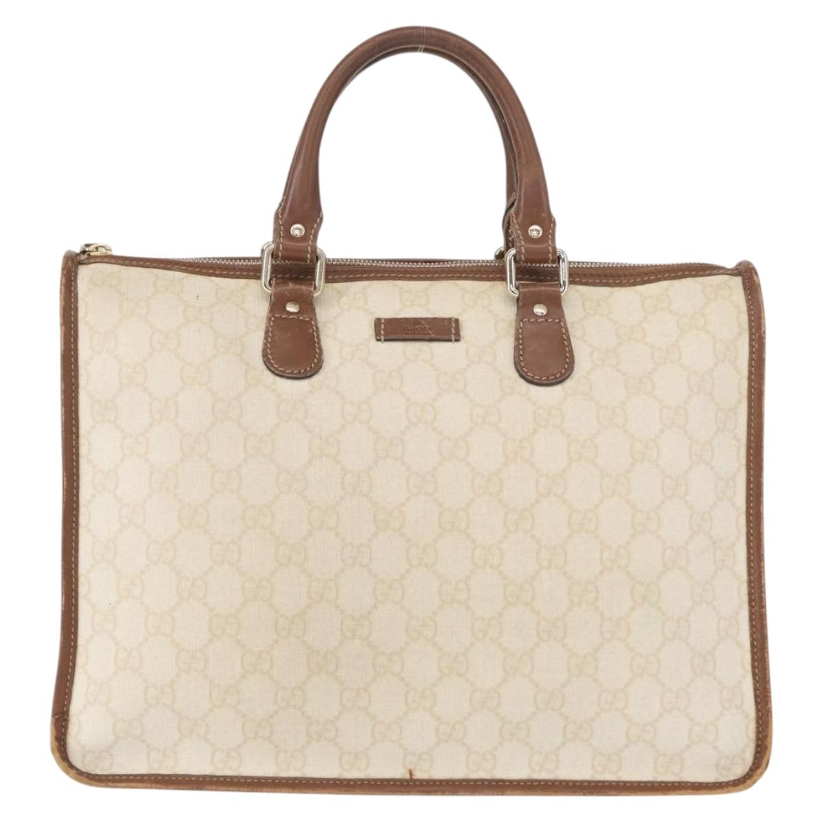 GUCCI GG Supreme Hand Bag PVC Cream Gold 190259 Auth ka255