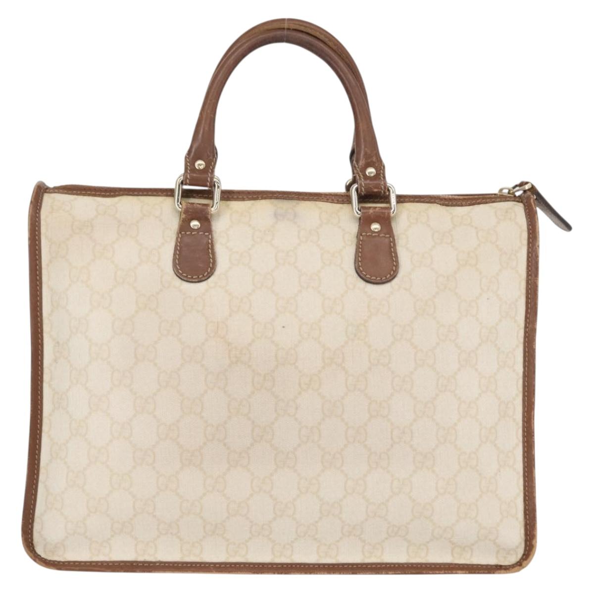 GUCCI GG Supreme Hand Bag PVC Cream Gold 190259 Auth ka255