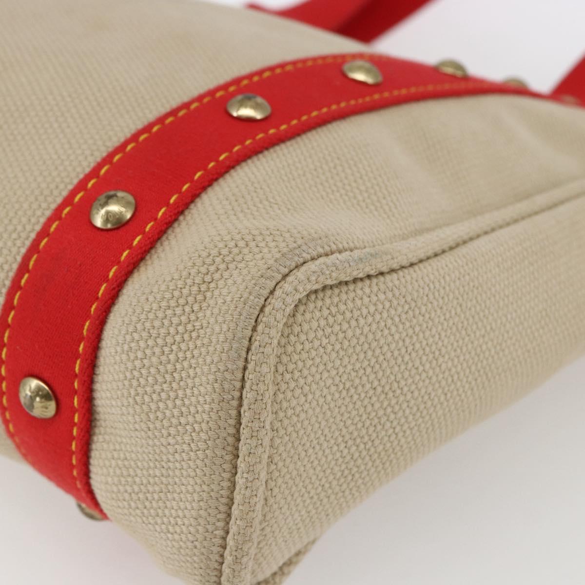 LOUIS VUITTON Antigua Cabas MM Tote Bag Canvas Beige Red M40035 LV Auth ka2556